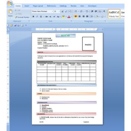 Resume format download